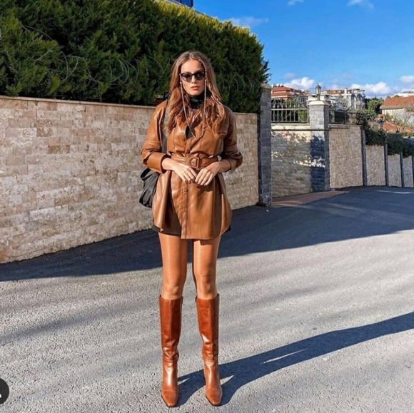 Zara Leather Shirt With Belt 